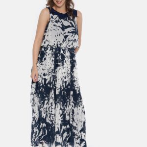 U.S. Polo Assn. Women Navy Blue Printed Layered Maxi Dress