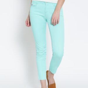 U.S. Polo Assn. Women Light Blue Solid Skinny Fit Trousers