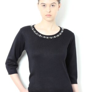 Van Heusen Women Black Embellished Top