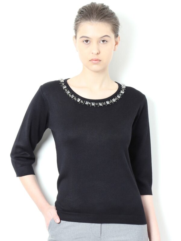 Van Heusen Women Black Embellished Top