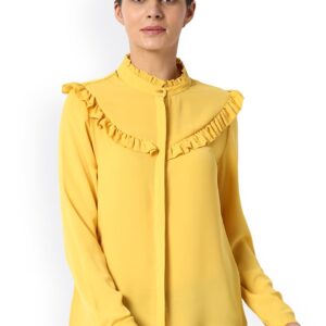 Van Heusen Woman Yellow Regular Fit Solid Casual Shirt