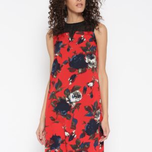 Wills Lifestyle Red Floral Print Midi Dress