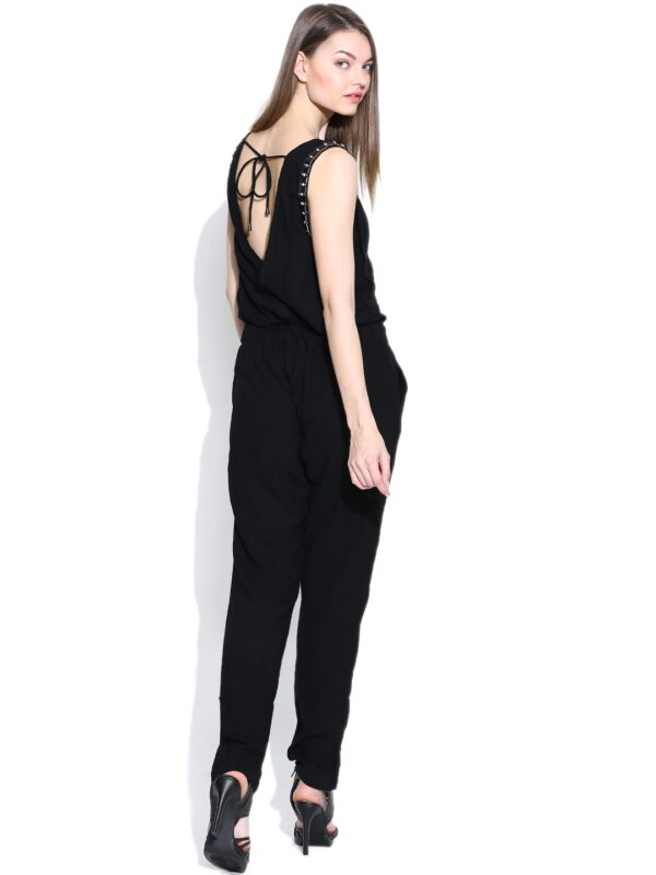 Wills Lifestyle Black Embellished Jumpsuit