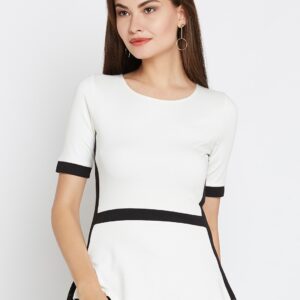 Wills Lifestyle Women Off-White Solid A-Line Top