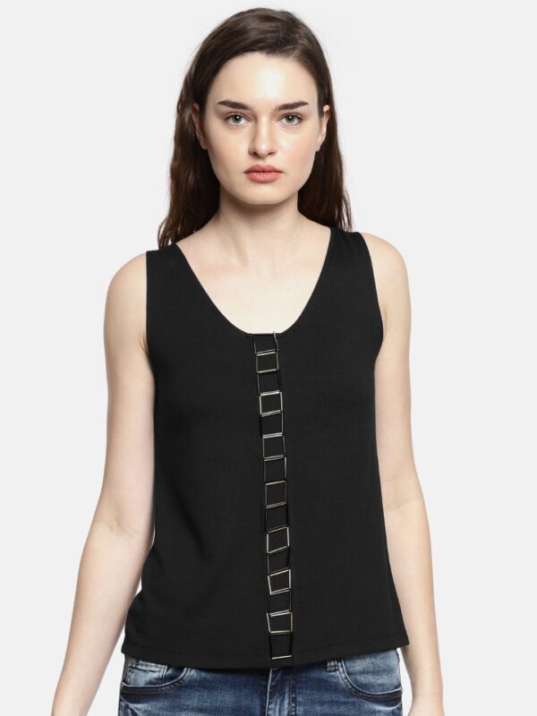 Wills Lifestyle Women Black Solid Top