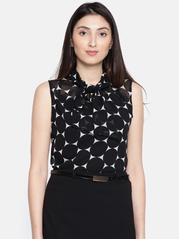 Wills Lifestyle Women Black Printed Top