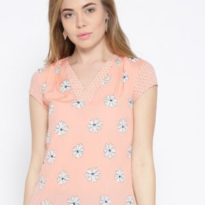 Wills Lifestyle Women Peach-Coloured Printed Top