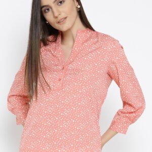 Wills Lifestyle Women Pink  Off-White Printed Shirt Style Top