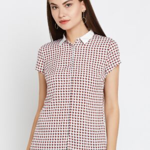 Wills Lifestyle Women White  Red Printed Casual Shirt