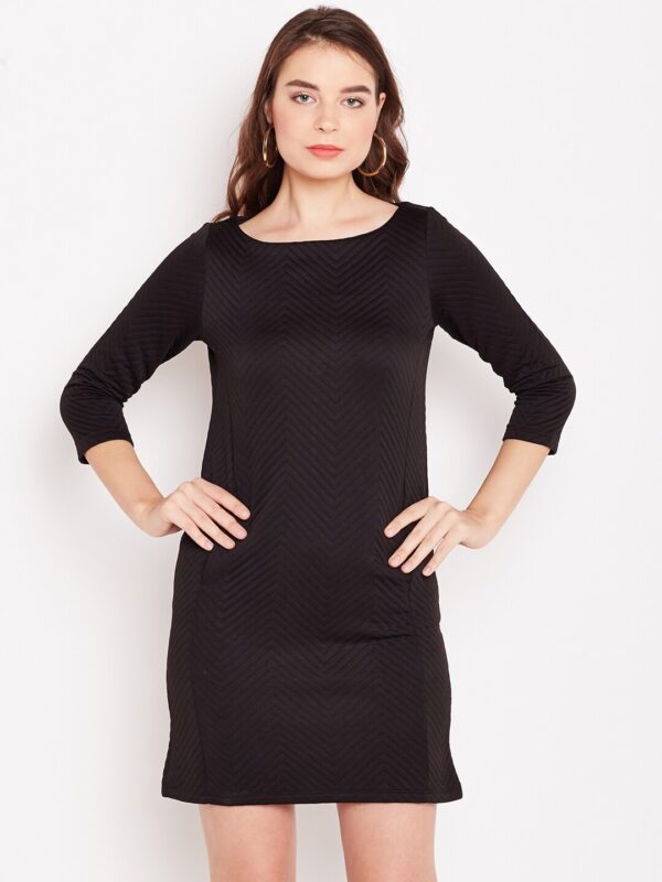 Wills Lifestyle Women Black Self-Design Shift Dress