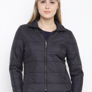 Wills Lifestyle Women Black Solid Puffer Jacket