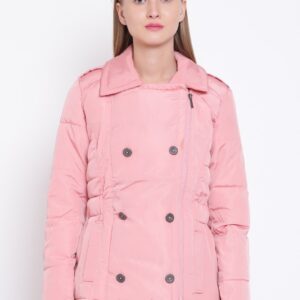 Wills Lifestyle Women Pink Solid Quilted Jacket