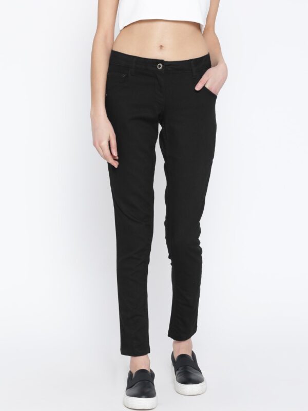 Wills Lifestyle Women Black Skinny Fit Mid-Rise Clean Look Jeans