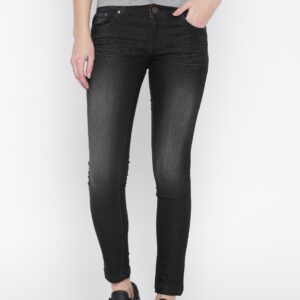 Wills Lifestyle Women Black Skinny Fit Mid-Rise Clean Look Stretchable Jeans