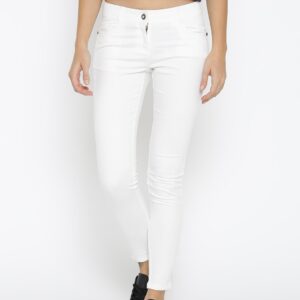 Wills Lifestyle Women White Skinny Fit Mid-Rise Clean Look Stretchable Jeans