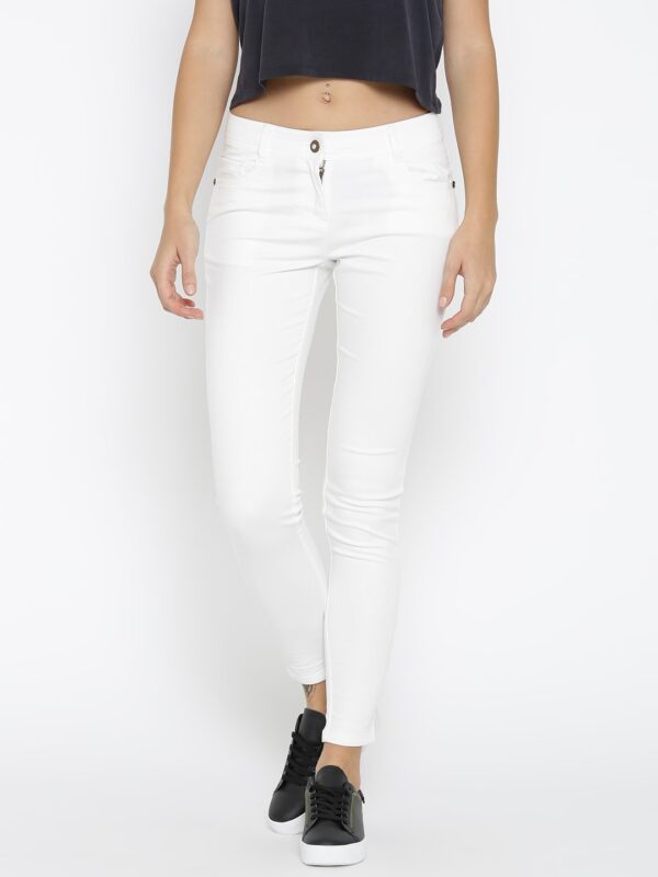 Wills Lifestyle Women White Skinny Fit Mid-Rise Clean Look Stretchable Jeans