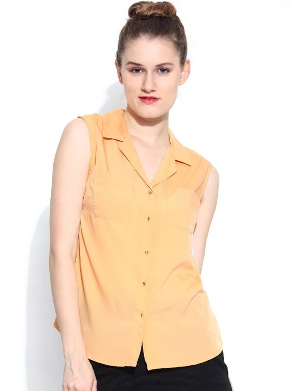 Wills Lifestyle Women Light Mustard Yellow  White Shirt