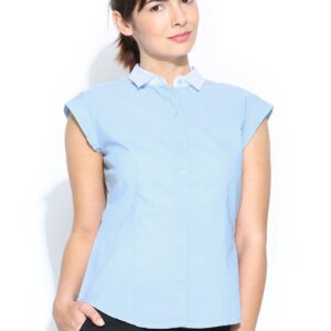 Wills Lifestyle Women Blue Smart Casual Shirt