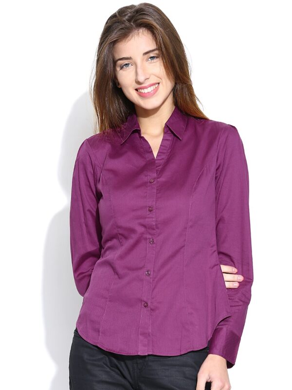 Wills Lifestyle Purple Formal Shirt