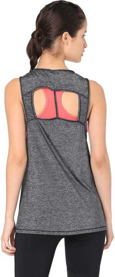 Puma  Casual Sleeveless Printed, Solid Women Black Tshirt