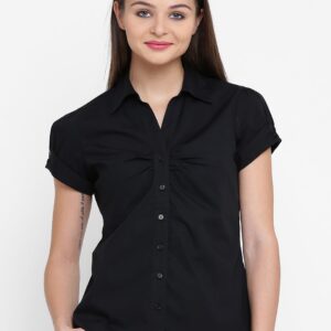 Wills Lifestyle Women Black Regular Fit Solid Casual Shirt