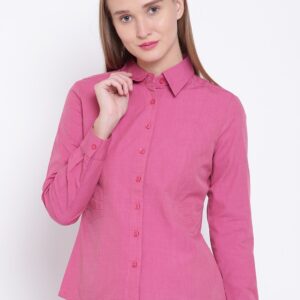 Wills Lifestyle Women Pink Regular Fit Solid Formal Shirt