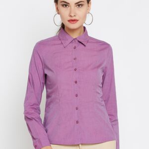 Wills Lifestyle Women Purple Solid Formal Shirt