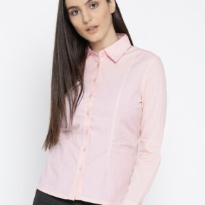 Wills Lifestyle Women Pink Solid Formal Shirt