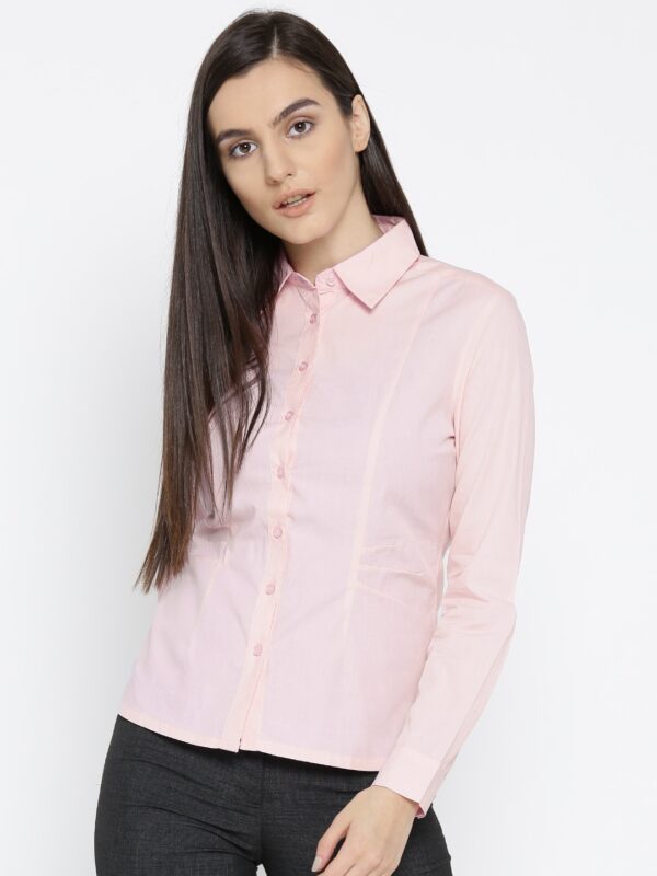 Wills Lifestyle Women Pink Solid Formal Shirt