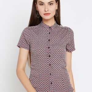 Wills Lifestyle Women White  Red Printed Formal Shirt