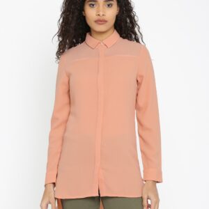 Wills Lifestyle Women Peach-Coloured Regular Fit Solid Casual Shirt