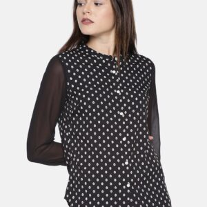 Wills Lifestyle Women Black Printed Casual Shirt