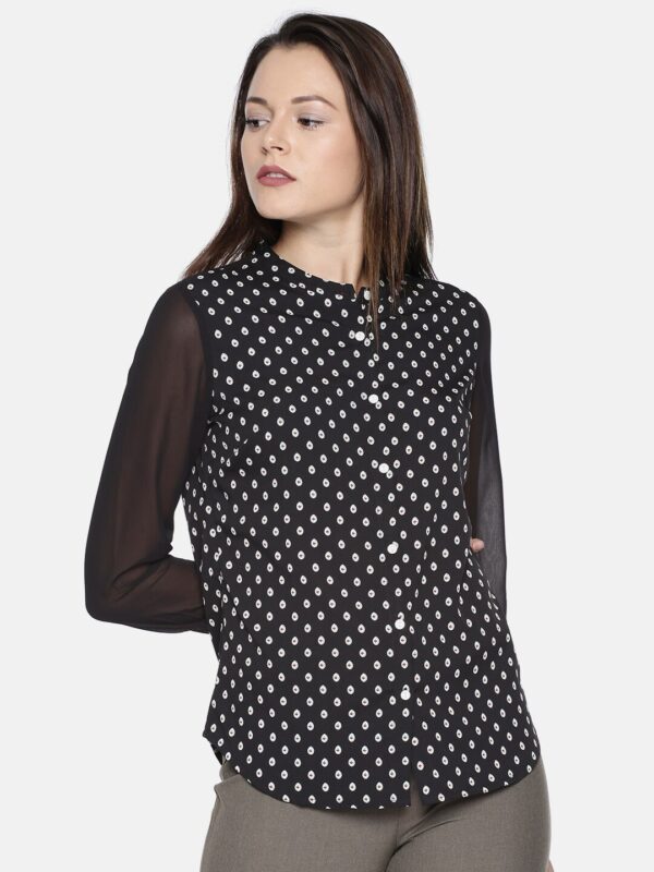 Wills Lifestyle Women Black Printed Casual Shirt