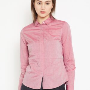 Wills Lifestyle Women Pink Regular Fit Solid Formal Shirt