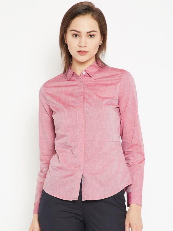 Wills Lifestyle Women Pink Regular Fit Solid Formal Shirt