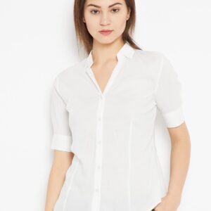 Wills Lifestyle Women White Regular Fit Solid Formal Shirt