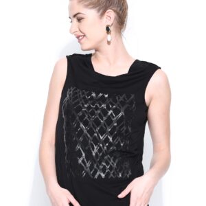 Wills Lifestyle Women Black Printed Top