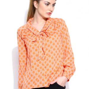 Wills Lifestyle Women Orange Printed Casual Shirt