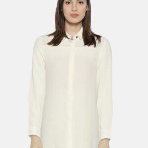 Wills Lifestyle Off-White Sheer Yoke Formal Shirt