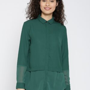 Wills Lifestyle Green Formal Shirt