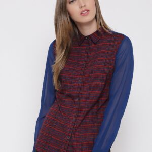 Wills Lifestyle Red  Blue Printed Formal Shirt