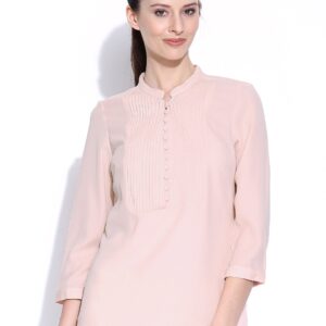 Wills Lifestyle Peach-Coloured Top with Pintucks