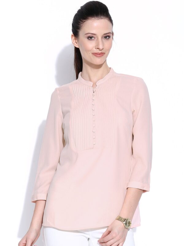 Wills Lifestyle Peach-Coloured Top with Pintucks