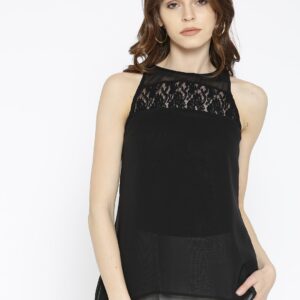 Wills Lifestyle Black Layered Sheer Top