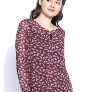 Wills Lifestyle Wine-Coloured Bird Print Top