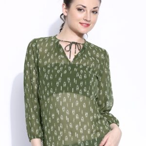 Wills Lifestyle Green Printed Top