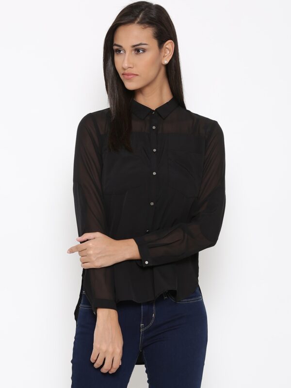 Wills Lifestyle Black Casual Shirt