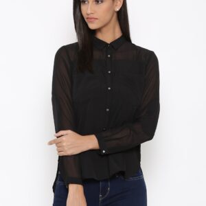 Wills Lifestyle Black Casual Shirt