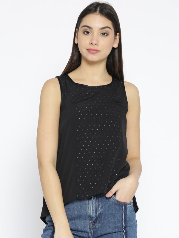 Wills Lifestyle Black Embellished Top