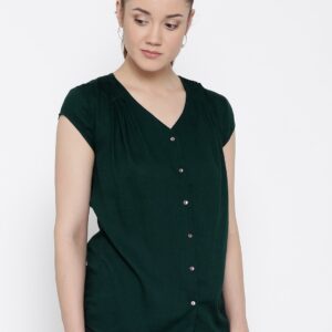 Wills Lifestyle Women Green Solid Top